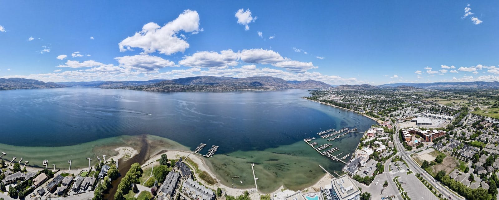 The lake and the marina from above Essence