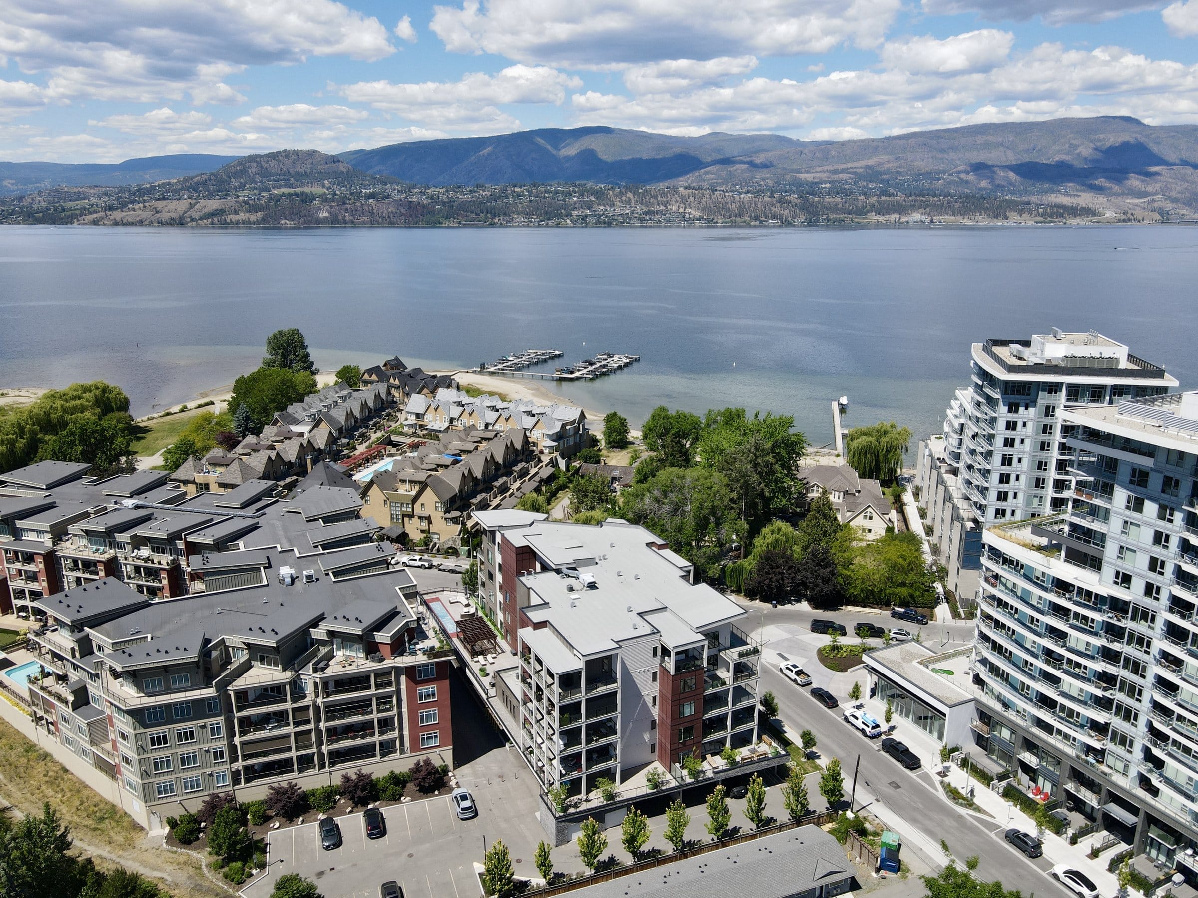 Okanagan Lake and the Lower Mission towers from above Essence